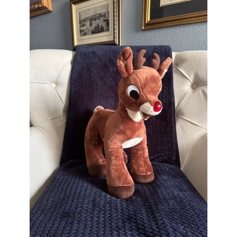 Build A Bear Workshop Light up Battery Operated Rudolf Red nose Reindeer Plush